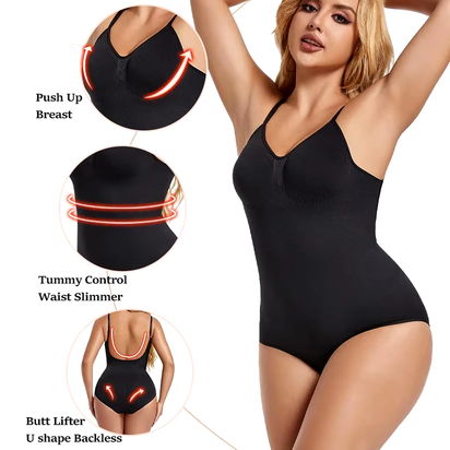 Womens Backless Bodysuits Seamless Shapewear Thong Butt Lifter Body Shaper Slimming Camisole Tops Tummy Control Corset