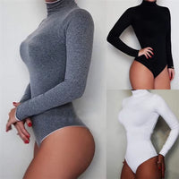 Long Sleeve Turtleneck Slim Bodysuits 2025 New Womens Base Bodysuits Solid Playsuits Female Clothing Sexy & Club Slim Jumstits
