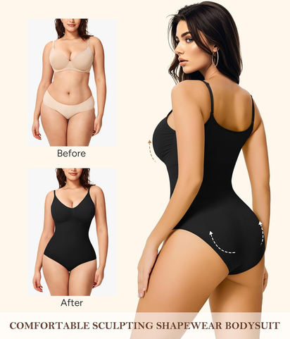 Women Slimming Bodysuits Shapewear Tops Tummy Control Body Shaper Spaghetti Strap Camisole Leotards Bodycon Jumpsuit